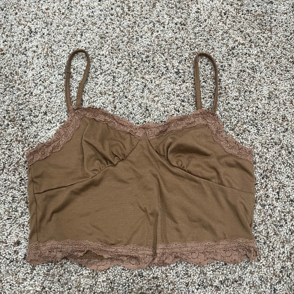 Brown Lace Trim Camisole